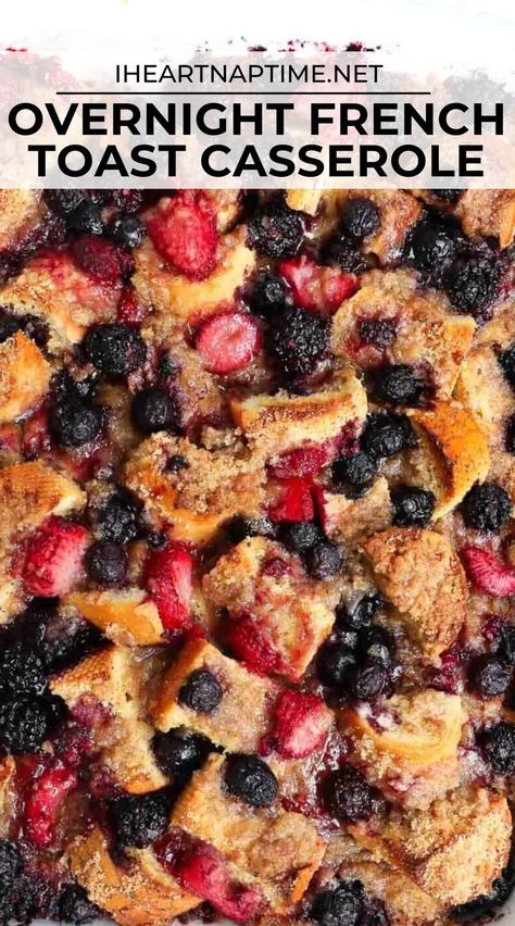 Cinnamon Sugar Sourdough, Easy Overnight French Toast, Berry French Toast Bake, Sweet Breakfast Casserole, Berry Topping, Rustic Loaf, Berry French Toast Casserole, Overnight French Toast Recipe, Overnight French Toast Casserole