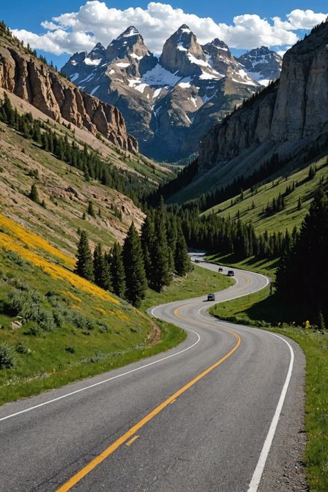 Road Less Traveled: Breathtaking Scenic Drives in Wyoming Travel Out West, National Park California, Travel Mountains, America Road Trip, Wyoming Road Trip, Northwest National Park Road Trip, Usa Road Trip, Travel Wyoming, Mountain Road