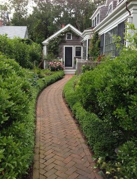 Transitions: Pathways, Landings & Steps - traditional - landscape - Gregory Lombardi Design Front Path, Shed Landscaping, Brick Pathway, Landscape Design Ideas, Brick Path, Brick Walkway, Brick Paving, Front Walkway, Brick Garden