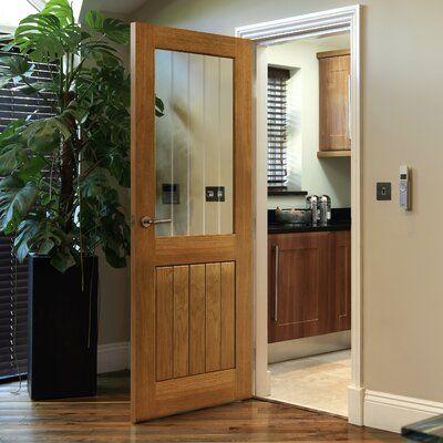 August Grove Alban Half Light Internal Door | Wayfair.co.uk Oak Glazed Internal Doors, Kitchen Glass Door, Wooden Glass Door, Kitchen Door Designs, Internal Glazed Doors, Internal Oak Doors, Glass Door Design, Internal Door, Glass Panel Door