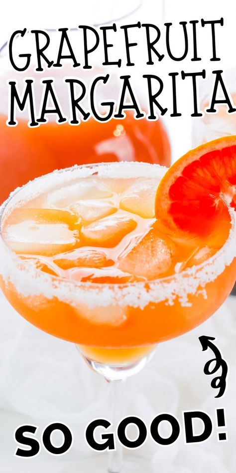 You will love this easy grapefruit margarita recipe made with store-bought grapefruit juice, tequila, triple sec, and lime juice. It is light, refreshing, and the perfect cocktail. #cocktail #margarita #grapefruit Cocktails With Grapefruit Juice, Drinks With Grapefruit Juice, Grapefruit Juice Cocktail, How To Make Tart, Grapefruit Margarita Recipe, Grapefruit Cocktail Recipes, Chips And Guacamole, Grapefruit Margarita, Grapefruit Drink