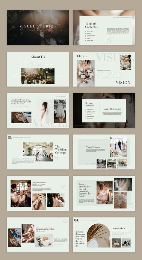 Wedding PowerPoint Presentation Template. 44 unique slides Wedding Planning Presentation, Wedding Presentation Ideas, Event Presentation Template, Wedding Portfolio Design, Wedding Powerpoint Template, Wedding Photo Template, Wedding Presentation Design, Wedding Photography Portfolio, Wedding Brochure Design Layout