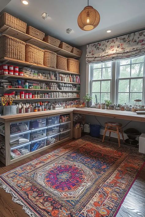 Craft Room Layout Ideas for a Productive Haven - Puqqu Craft Room Layout Ideas, Craft Room Layout, Hobby Room Design, Home Art Studios, Dream Art Room, Rangement Art, Room Layout Ideas, Sewing Room Inspiration, Craft Shed