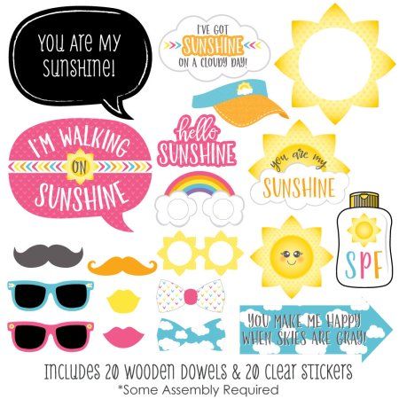 You Are My Sunshine - Baby Shower or Birthday Party Photo Booth Props Kit - 20 Count Kindness Club, Birthday Party Photo Booth, Sunshine Photos, Diy Photo Booth Props, Sunshine Birthday Parties, Sunshine Party, Party Photo Booth Props, Diy Tea, Sunshine Baby Showers