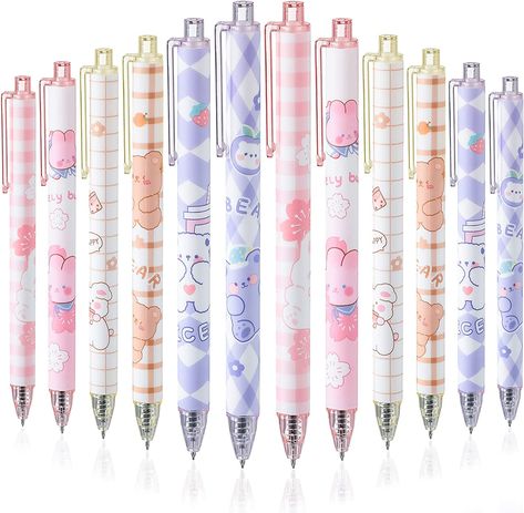 Amazon.com: 12 Pcs Kawaii Gel Ink Pen 0.5 mm Black Ink Kawaii Pens Retractable Fine Ballpoint Pen Stylish School Pens for Boys Office Girls Stationery Supplies Gifts (Blossomy) : Office Products Notes Taking, Cute Stationary School Supplies, School Pens, Cute School Stationary, Kawaii School Supplies, Pen Set Gift, Kawaii Pens, Fine Writing Instruments, Gel Ink Pens