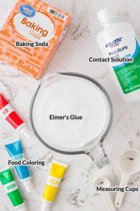 Learn how to make Homemade Slime at home with only a few ingredients! It only takes a few minutes to make and will keep your kids busy for hours. So much fun! Bulk Slime Recipe, Home Made Slime For Kids Easy, White Glue Slime Recipe, Homemade Slime Recipe Easy, Home Made Slime For Kids, Slime Ingredients List, How To Make Easy Slime, How To Make Slime At Home, Easy Slime Recipe 2 Ingredients