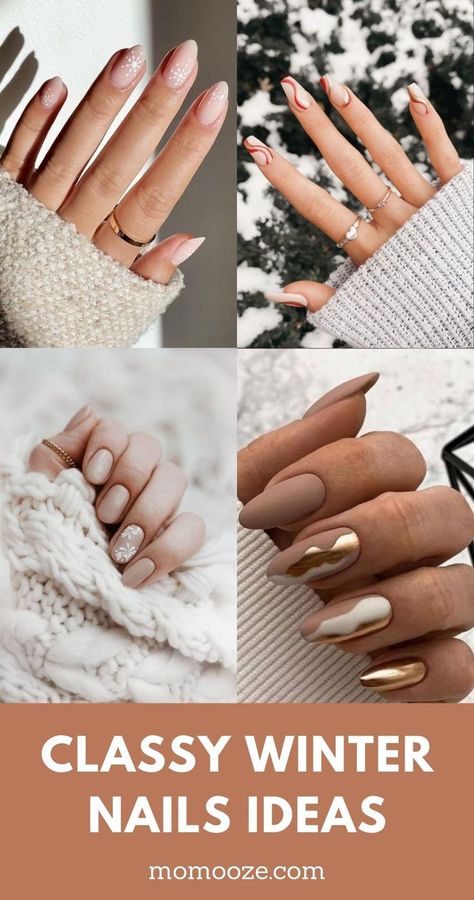 classy winter nails Christmas Nails 2023 Minimalist, Holiday Nail Inspo Winter, Minimalistic Holiday Nails, Christmas Nails 2023 Neutral, Short Acrylic Nails Designs Winter Almond, Christmas Nails 2023 White And Gold, White Christmas New Years Nails, Almond Nails December, Minimalist Christmas Nails Acrylic