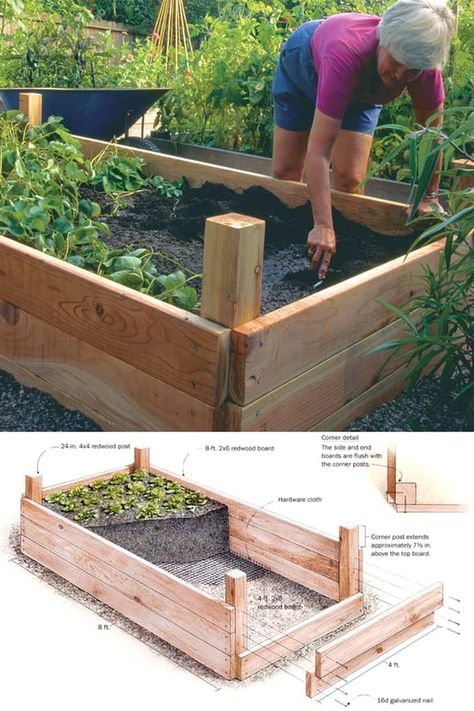 28 Best DIY raised bed gardens, easy to build using inexpensive simple materials. Great tutorials on how to build productive raised beds to grow vegetables and flowers. Plus many ideas on heights and design variations! - A Piece of Rainbow #backyard #gardens #gardening #gardeningtips #urbangardening #gardendesign #gardenideas #containergardening #DIY #homestead #homesteading #gardeningtips #upcycle #upcycling #woodworkingprojects #woodworkingplans Raised Bed Gardens, Raised Garden Beds Diy Vegetables, Garden Bed Layout, Building Raised Garden Beds, Raised Flower Beds, Garden Layout Vegetable, Decoration Shabby, Building A Raised Garden, Vegetable Garden Diy