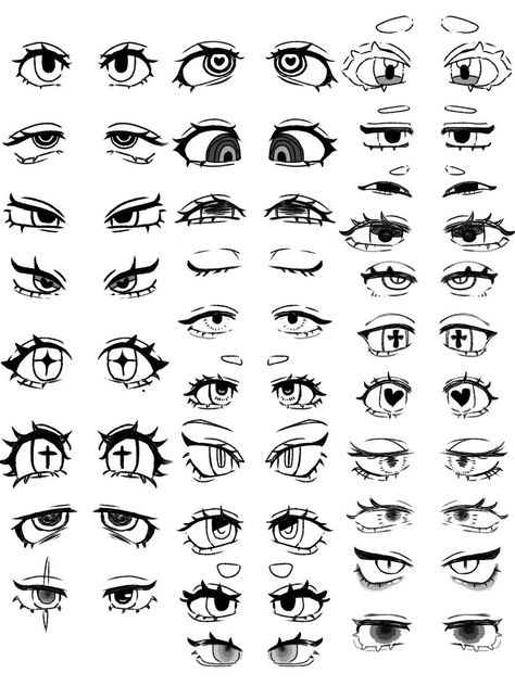 How To Draw Different Eyes Shapes, Eyes Scared Drawing, Cute Eye Styles Drawing, Expressive Eyes Reference, Cute Eye Reference, Eye Bags Drawing Reference, Face Drawing Shading, Character Eyes Reference, Taking Off Mask Reference Drawing