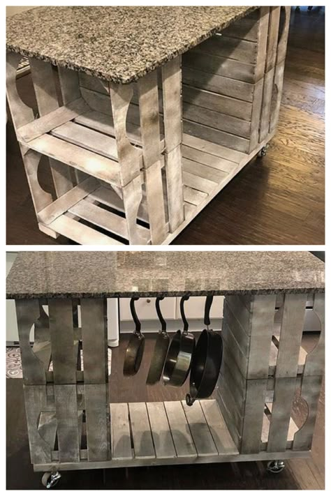 Kitchen Pallet Ideas, Pallet Kitchen, Pallet Patio, Wooden Pallet Projects, Diy Kitchen Island, Table Diy, Have Inspiration, Diy Holz, Wood Pallet Projects