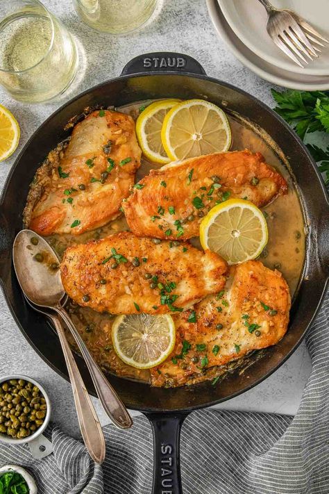 Easy Chicken Piccata Recipe - To Simply Inspire Easy Chicken Piccata Recipe, Chicken Piccata Easy, Easy Chicken Piccata, Chicken Piccata Pasta, Piccata Sauce, Wooden Skillet, Piccata Recipe, Roasted Broccolini, Chicken Piccata Recipe