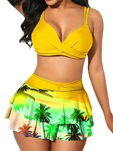 Temu：Shop like a Billionaire High Waisted Swim Skirt, Backless Swimwear, Plus Size Tankini, Swimwear High Waisted, Swimwear Tankini, Holiday Beach, Swimsuit Dress, Swimsuits High Waisted, Print Swimsuit