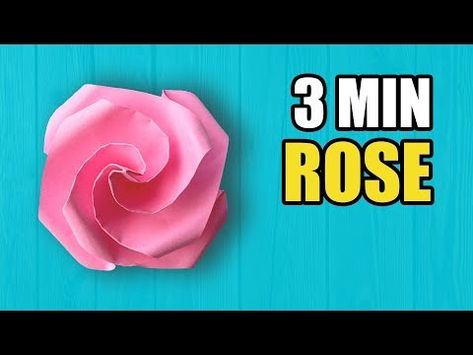 Easy Origami Rose in 3 Minutes (FASTEST on YouTube!) - YouTube How To Make An Origami Rose, Origami Flowers Tutorial Step By Step Paper Roses, Small Paper Roses Diy Easy, Mini Rose Origami, Easy Origami Rose, Origami For Kids, Easy Origami For Kids, Origami Rose, Easy Origami