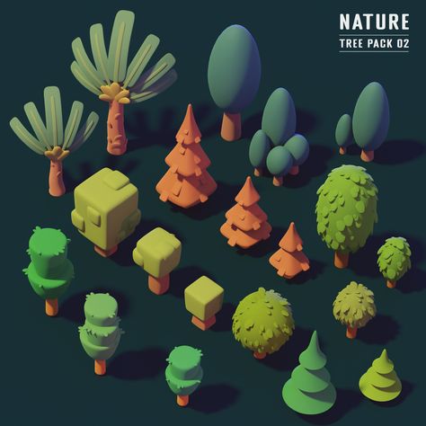 Game Art Assets, Low Poly Tree 3d, Nature 3d Art, Game Assets 3d Low Poly, Low Poly Game Environment, Low Poly Concept Art, 3d Assets Game, Stylized Tree 3d, Low Poly Game Assets