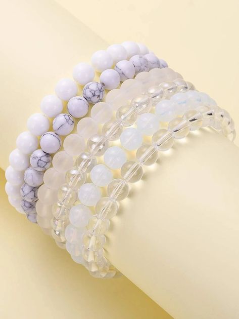 Bracelets From Shien, Girly Accessories Bracelets, Minimalist Beaded Bracelet, Hand Accessories Bracelets, Glass Beaded Bracelets Ideas, Shein Bracelet, Glass Bead Bracelet Ideas, Fancy Bracelets, Girly Bracelets