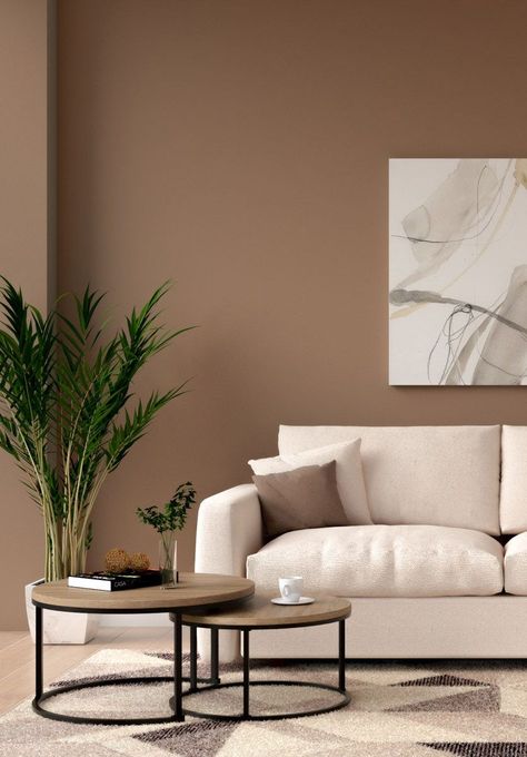 Off White And Brown Living Room, Brown Colour Room Bedrooms, Room Color Ideas Brown, Coffee Color Living Room, House Paint Inspo Interior, Living Room Color Combination Brown, Sand Coloured Living Room, Color For Walls Living Room, Living Room Decor Brown Walls