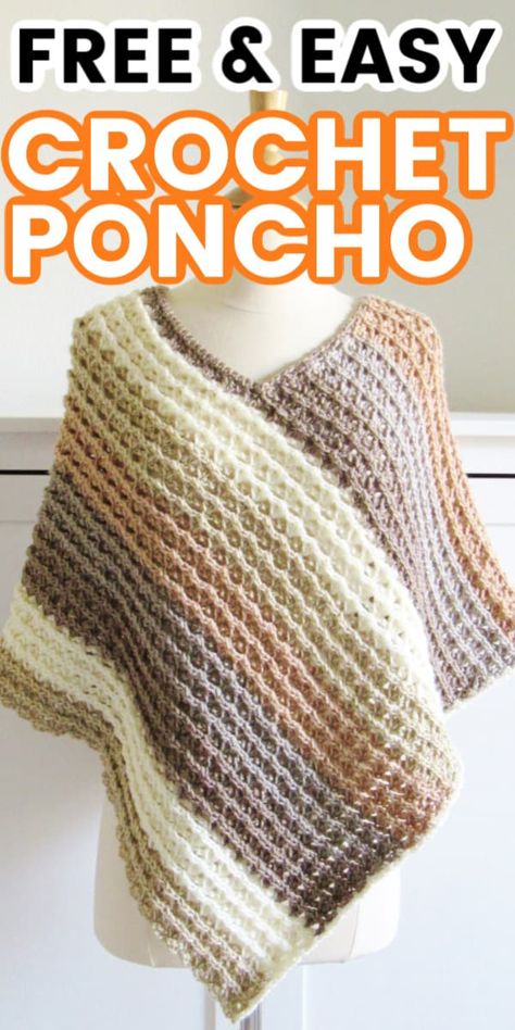 Womens Crochet Ponchos Free Patterns, Free Crochet Patterns For Ponchos For Women, Easy Crochet Poncho From A Rectangle, Easy Crochet Patterns Free Ponchos, Diy Crochet Poncho Free Pattern, How To Crochet A Poncho For Beginners, Crochet Easy Poncho Free Pattern, How To Knit A Poncho For Beginners, Easy Knit Poncho Free Pattern Simple