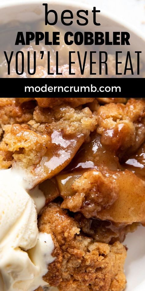 apple cobbler and vanilla ice cream. Apple Cobbler With Oatmeal Topping, Apple Caramel Cobbler, Apple Carmel Pecan Cobbler, Apple Cobbler For Two, Carmel Apple Cobbler Recipe, Caramel Apple Cobbler Easy, Pumpkin Apple Cobbler, Crockpot Apple Cobbler With Fresh Apples, Cinnamon Apple Cobbler Recipe