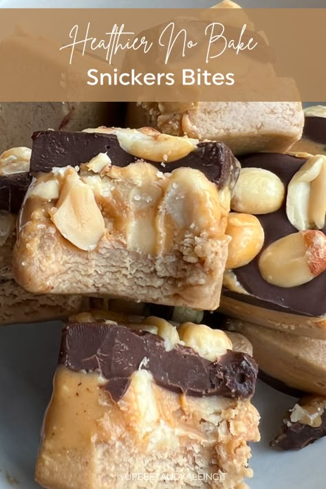 Sweet Treats To Take To Work, Snickers Bites Healthy, Frozen Healthy Snickers, Protein Snickers Bites, Homemade Healthy Snickers, No Sugar Energy Dessert, Snacks For Cravings, Healthy Snacks High In Protein, Meal Prep Sweet Snacks