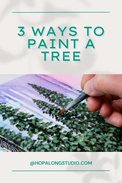 Do you struggle with painting trees? It looks easy, but then why do our trees end up looking like blobs?  There’s nothing more frustrating than creating a beautiful project and then have your focal image, the beautiful trees, not work out.   If this happens to you, you’re not alone. Painting trees can be easy if you understand a few fundamental things to help you get the best results.  Before we start painting, let’s talk about what we’re trying to draw. Diy Painting Trees On Canvas, Looking Up Through Trees Painting, Painting Evergreen Trees Acrylic, Trees In Winter Drawing, Painting Pine Trees Acrylic Tutorial, How To Paint Christmas Trees Tutorials, Painted Trees On Wood, How To Watercolor Pine Trees, Pine Tree Painting Tutorials