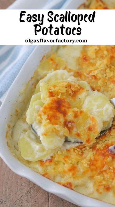 Creamy, rich and flavorful, these easy scalloped potatoes are the best. Perfect for holidays and special occasions, this homemade version is one you should try. Homemade Scalloped Potatoes, Scalloped Potatoes Easy, Crushed Potatoes, Simple Family Meals, Scalloped Potato Recipes, Potatoes Au Gratin, Best Vegetarian Recipes, Scrumptious Desserts, Scalloped Potatoes