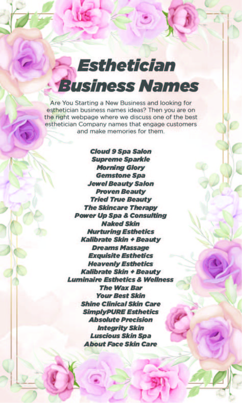 411+ Esthetician Business names ideas. In today`s briefly describe the article. I will share the top of esthetician names that inspire you & Your target audience. I will cover Almost every domain in the esthetician business and Give you catchy, Attractive & Branded Business names so let's dive in. Wax Business Names Ideas, Wax Name Ideas, Esthetician Instagram Usernames, Esthetician Salon Names, Waxing Name Ideas, Cute Buissnes Names Ideas, Beauty Business Names Ideas Inspiration, Beauty Spa Names Ideas, Names For Esthetician Business