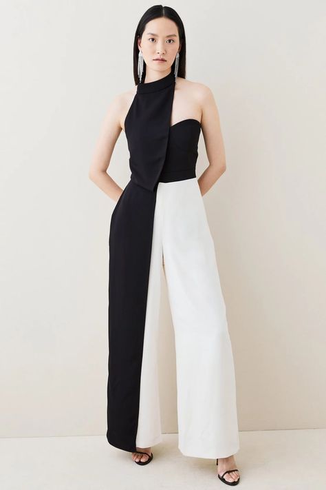 Dramatic Jumpsuit, Halter Jumpsuit Outfit, Asymmetric Jumpsuit, Boss Lady Outfit, Bridesmaids Jumpsuits, Ladies Clothes Fashion, Soft Tailoring, Halter Jumpsuit, Designer Jumpsuits