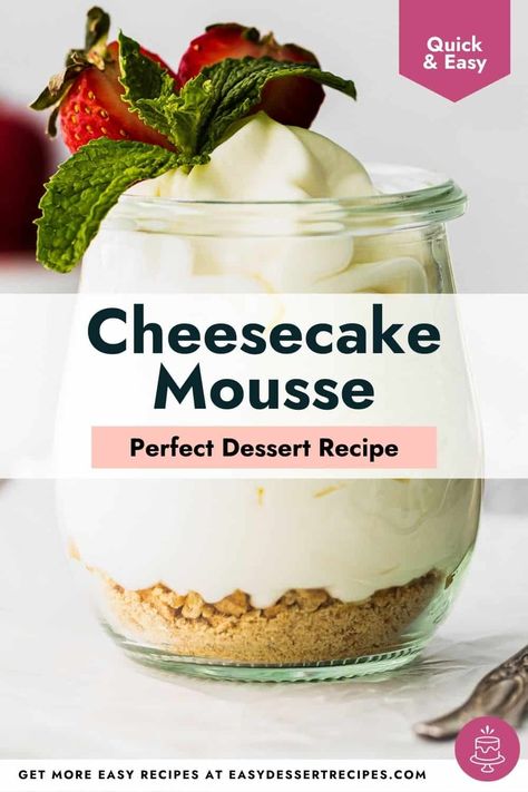 Cream Cheese Cool Whip Cheesecake, 5 Minute Cheesecake, Whipped Cheesecake Recipes, Vanilla Mousse Recipe For Cake, Cream Cheese Mouse Cake Filling, Mouse Recipes Desserts, Cheesecake Mousse Recipes Easy, Whipped Cheesecake No Bake, Pudding Cheesecake No Bake