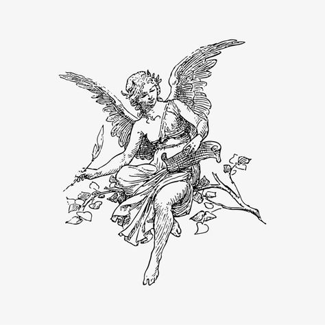 Angel Ink Drawing, Angel Woman Drawing, Vintage Drawing Aesthetic, Angel Vintage Aesthetic, Tattoo Drawings Vintage, Woman Angel Tattoo, Vintage Tattoos For Women, Vintage Woman Illustration, Woman Angel