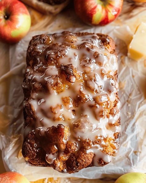 Amish Apple Fritter Bread - Recipes, Tasks & Tools Amish Apple Bread, Amish Apple Fritter, Apple Fritters Bread Recipe, Baked Apple Fritters, Taffy Apple, Harvest Bread, Apple Bread Recipe, Apple Fritter Bread, Apple Cinnamon Bread