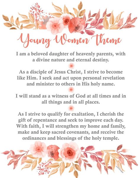 281 Designs: New LDS Young Women Theme Printables Lds Yw Theme 2023 Free Printable, Young Women’s Activity Ideas, Lds Yw Theme Printable, Lds Yw Theme, Yw Theme Printable, Young Women Theme Printable Free, Young Women Lesson Helps 2024, Lds Young Women Theme, Young Women Theme Printable