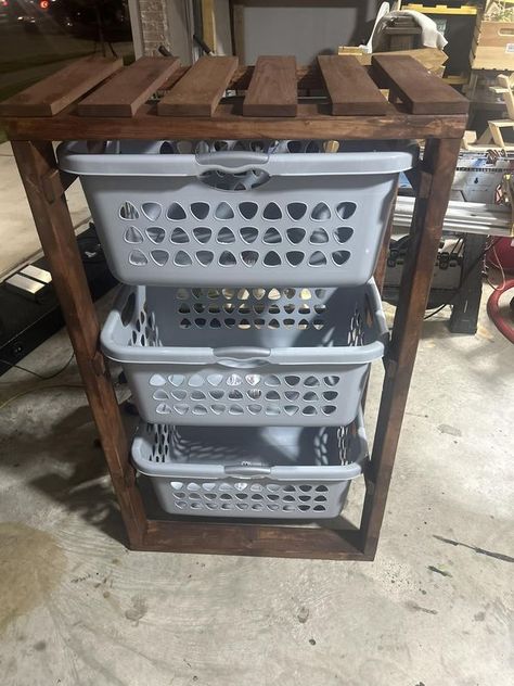 Laundry Basket Holder, Laundry Basket Organization, Ikea Furniture Hacks, Cool Wood Projects, Laundry Decor, Ikea Storage, Basket Organization, Laundry Room Makeover, Furniture Hacks