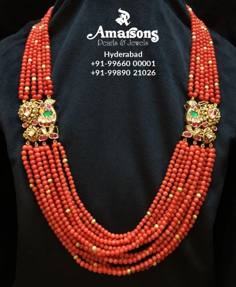 Multi strand coral beads necklace with kundan side pendants photo Coral Jewelry Vintage, Beads Long Necklace, Coral Jewelry Set, Gold Pendent, Sparkling Jewelry, Antique Gold Jewelry Indian, Coral Beads Necklace, Fancy Jewelry Necklace, Pearl Jewelry Design