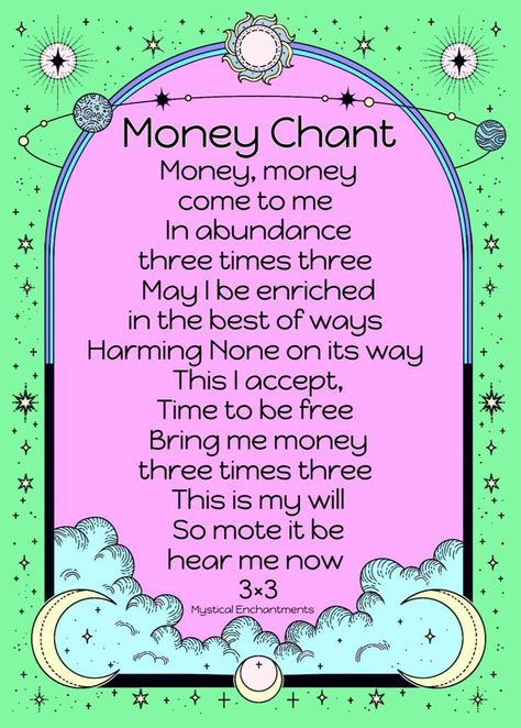 Money Chants, Money Chant, Money Spells Magic, Manifestation Spells, Hoodoo Spells, Witchcraft Spells For Beginners, Money Spells That Work, Good Luck Spells, Money Spell