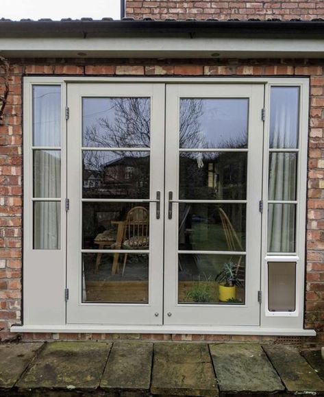 Garden French Doors, French Door Garage Doors, French Door With Sidelights, Upvc French Doors Exterior, French Doors Cottage, Cottage French Doors, Patio Double Doors, Upvc Doors Design, Patio Doors Ideas