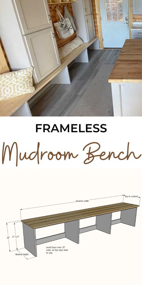 How To Build A Cubby Bench, Mudroom Bench With Cabinets Above, Mudroom Wood Bench, Wooden Built In Bench, Mudroom Bench Height, Diy Entryway Bench With Storage Cubbies, Cubby Bench Diy, Diy Mudroom Wall With Bench, Foyer Bench With Storage