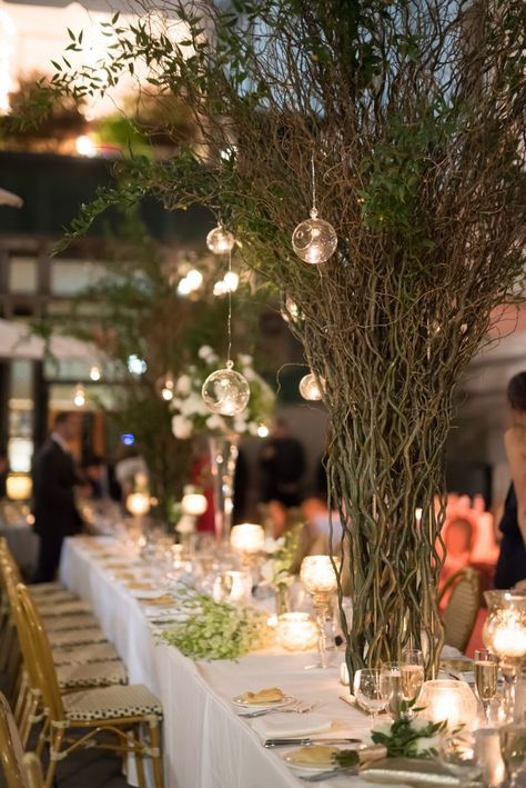 Beautiful Ways To Use Curly Willow Branches Throughout Your Wedding | by Bride & Blossom, NYC's Only Luxury Wedding Florist -- Wedding Ideas, Tips and Trends for the Modern, Sophisticated Bride Willow Branch Centerpiece, Tree Branch Wedding Arch, Curly Willow Centerpieces, Curly Willow Wedding, Branches Wedding Decor, High Centerpieces, Branch Arch Wedding, Curly Willow Branches, Tree Branch Centerpieces