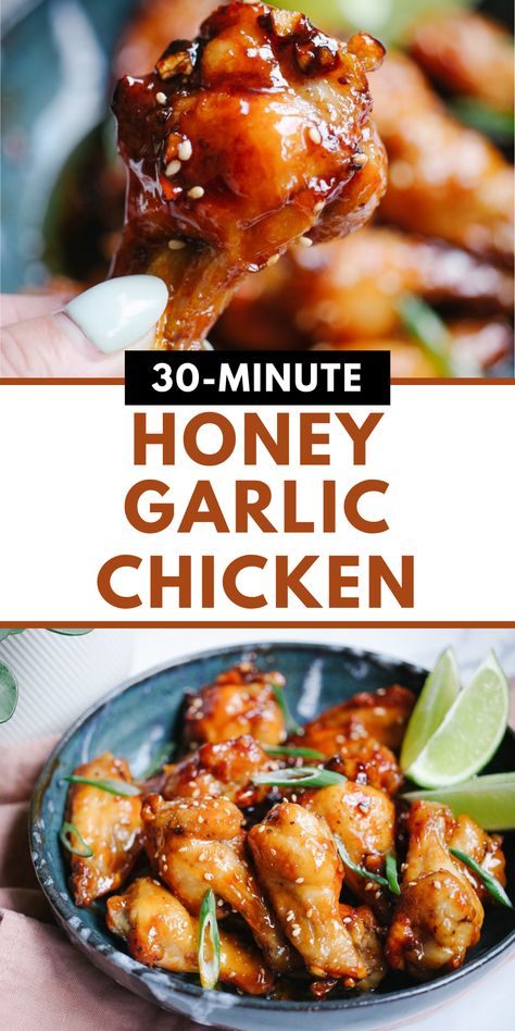 Craving something sweet and savory? Try Honey Garlic Chicken Wings - they're crispy, sticky, and oh-so-delicious. Honey Garlic Chicken Crock Pot, Garlic Chicken Marinade, Garlic Chicken Wings Recipe, Honey Garlic Wings, Best Chicken Dishes, Honey Garlic Chicken Wings, Honey Chicken Recipe, Garlic Wings, Honey Garlic Chicken Thighs