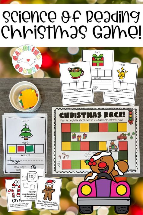 Christmas Phonics Activities, Christmas Kindergarten Activities, Phonics Games Kindergarten, Christmas Reading Activities, Christmas Literacy Activities, Kindergarten Christmas Activities, Word Work Games, Family Literacy Night, Christmas Literacy