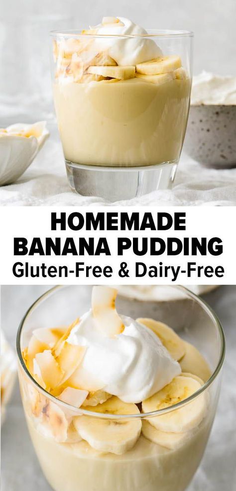 Gluten Free Banana Pudding, Healthy Banana Pudding, Dairy Free Pudding, Gluten Free Dairy Free Dessert, Homemade Banana Pudding, Banana Dessert Recipes, Low Carb Dessert, Gluten Free Banana, Gluten Free Desserts Recipes