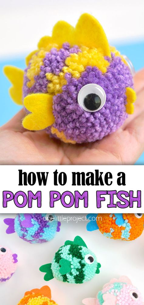 Photo of pom pom fish Cousin Crafts For Kids, Pom Pom Fish Craft, Sea Themed Crafts For Kids, Pompom Animals For Kids, Crafts Using Balloons, Low Mess Crafts For Kids, Ocean Themed Crafts For Older Kids, Easy Craft Projects For Kids, One Handed Crafts For Adults