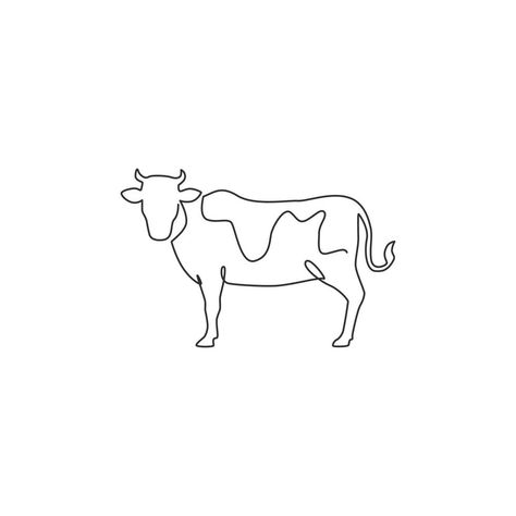 Cow Illustration Drawing, Cow Outline Drawings, Cute Cow Outline, Minimalist Cow Tattoo, Cow Drawings Easy, Fine Line Cow Tattoo, Cow Simple Drawing, Cow Logo Design Ideas, Cows Tattoo