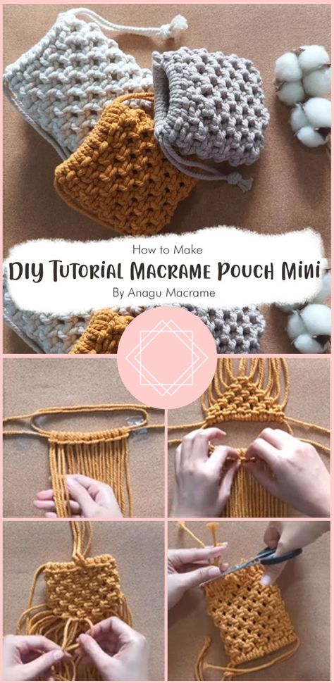 Free Beginner Macrame Patterns, Macrame Crafts For Beginners, Macrame Soap Bag, Macrame Easy Projects, Macrame Creative Ideas, Small Macrame Projects Ideas, Simple Macrame Gifts, Mini Macrame Diy Tutorial, Cool Macrame Projects