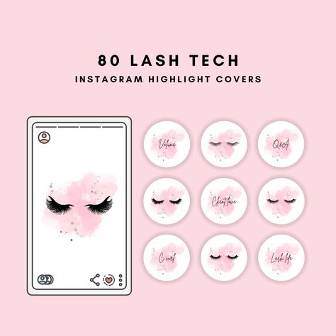 Lash Tech Instagram Highlight Cover Lash Tech Instagram Highlights, Lash Tech Highlight Covers, Lash Artist Instagram, Lash Instagram, Lash Tech Instagram, Instagram Story Icons, Eyelash Extensions Salons, Eyelash Salon, Lashes Logo