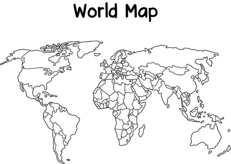 Black and White Labeled World Map Printable Black And White Map Of The World, Outline World Map, World Map Svg Free, World Map Outline Printable, Outline Of World Map, Printable World Map With Countries, World Map Sketch, World Map Drawing, World Map Black And White