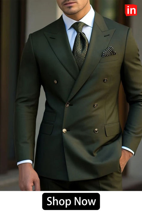 Dark Green Black Burgundy Men's Wedding Suits 2 Piece Plus Size Solid Colored Christmas Wear Peak Lapel Slim Fit Double Breasted Six-buttons 2023 Suit Double Breasted, Olive Green Suit, Khaki Suit, Cheap Suits, Mens Suit Jacket, Green Suit, Slim Fit Suits, Fashion Suits For Men, Tuxedo Suit