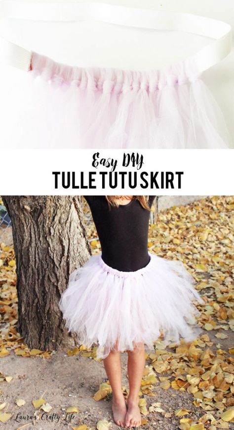 How to Make a Tulle Tutu Skirt. Make a fun tutu skirt easily with minimal (or no) sewing. Perfect for dance class or a Halloween costume. Easy Tutu, How To Make A Tulle Skirt, Diy Tulle Skirt, Tutu En Tulle, Diy Tutu Skirt, Tulle Skirt Tutorial, Tutu Tutorial, No Sew Tutu, Diy Tulle