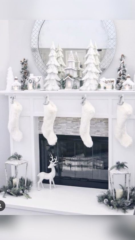 Elevate your holiday festivities with elegant grey living room Christmas decor ideas. Transform your space into a winter wonderland with shimmering ornaments, plush throws, and a touch of sparkle. Welcome the season in style, creating a setting that's both festive and refined. 🎄❄️ #elegantchristmasdecor #greylivingroom #holidayelegance #festiveinteriors #winterwonderland Minimalist White Christmas Decor, Winter Wonderland Mantle, Grey And White Christmas Decor, White And Grey Christmas Decor, White Christmas Mantle Decor, All White Christmas Decor, White And Silver Christmas Decorations, Living Room For Christmas, Living Room Christmas Decor