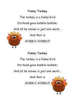 Literacy Minute: Turkey Poems for Thanksgiving Thanksgiving Poems For Toddlers, Preschool Thanksgiving Poem, Turkey Poems Preschool, Turkey Songs For Preschoolers, Turkey Songs For Kids, November Songs, Turkey Poem Kindergarten, Turkey Poem, Turkey Songs