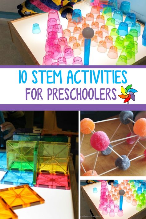 Are you looking for more ways to add STEM activities into your preschool classroom? In this post, I am sharing 10 must-try STEM challenges for preschoolers. These hands-on activities foster students' creativity and curiosity. Students get to create and experiment. They get to become engineers and learn about the scientific process. You can use these preschool activities all year long. Steam Kindergarten Activities, Preschool Stem Activities, Stem Activities For Preschoolers, Storybook Village, Preschool Steam, Stem Activities Kindergarten, Toddler Stem, Stem Club, Stem Activities Preschool